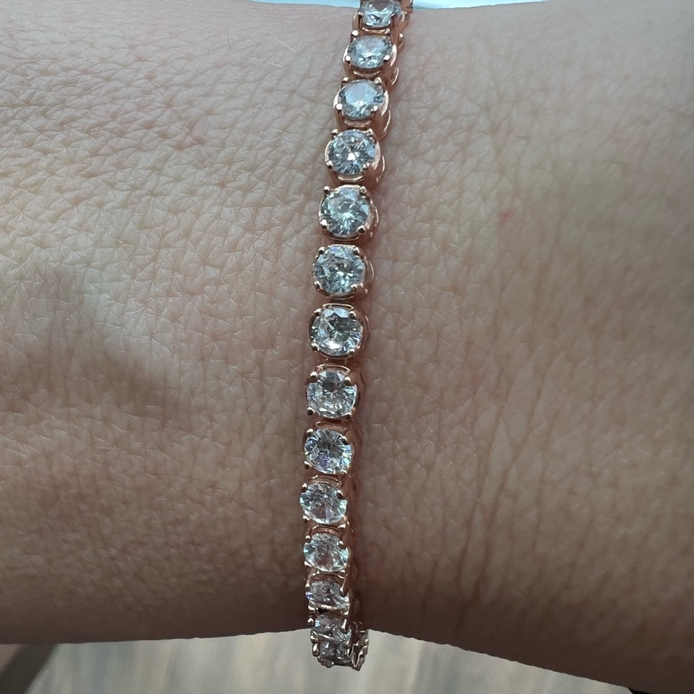 Lab grown diamond tennis bracelet purchased on Instagram rose gold plated metal